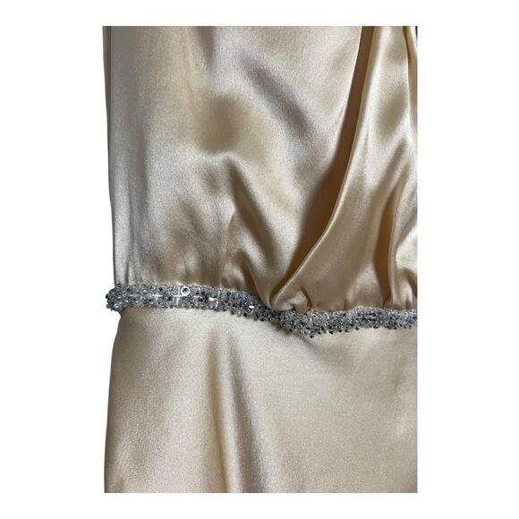 Aidan Mattox 100% Silk Formal Dress Gown Gold Prom Homecoming Wedding Small - Picture 7 of 12